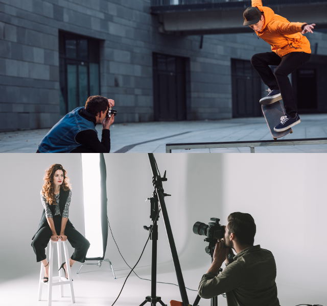 Photography shoot in Shinjuku of a skateboarder and model