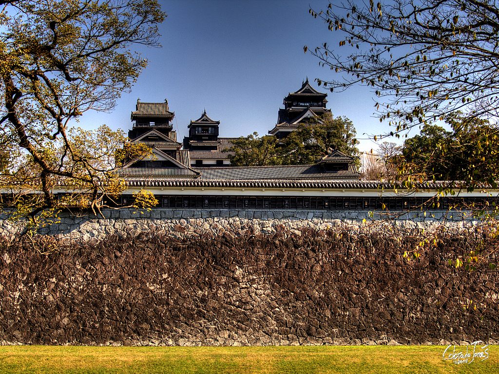Huge wall in front of Kumamoto Castle, Kumamoto Japan